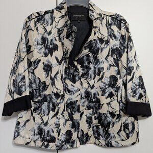 Lafayette 148 NY Floral Print Jacket Blazer - Black Gray White EXCELLENT Size S